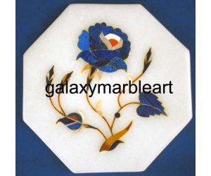 marble tile with floral inlay pattern oct 4" TP-401